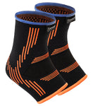 Ankle Sleeves for Athletic Support, Injury Recovery, & Pain (Pair, Orange)